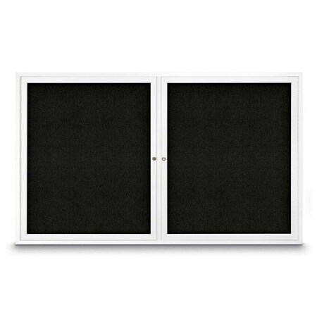 United Visual Products Sliding Door Indoor Enclosed Corkboard, 9 UV9029ACS-BLACK-DBURGU